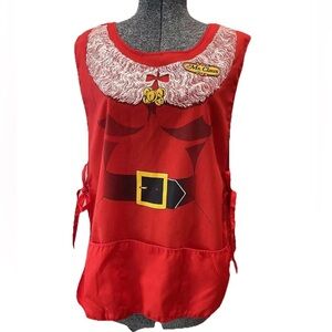 Paulison Denver 1983 “Mrs Claus” vintage red double apron-made in USA-cotton ble